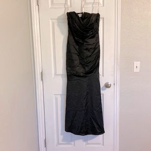 David’s bridal long black satin bridesmaid dress, size 12.